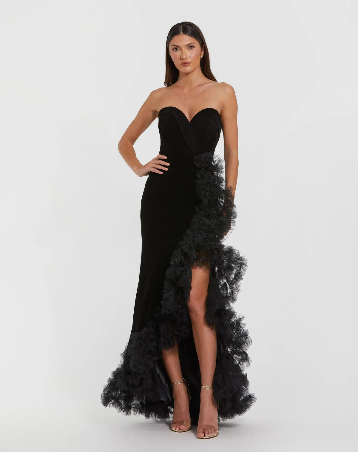 Black Strapless Velvet Mermaid Gown